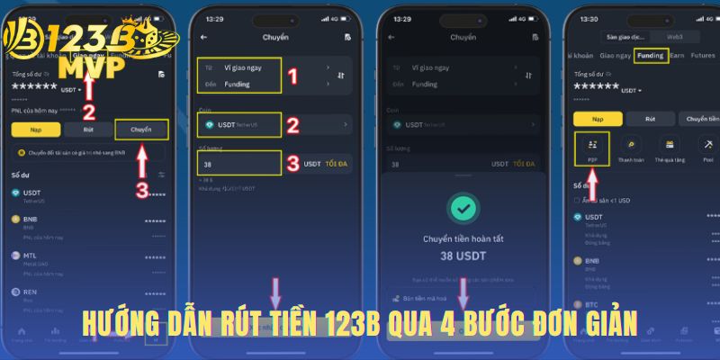 Hướng dẫn rút tiền 123B qua 4 bước đơn giản